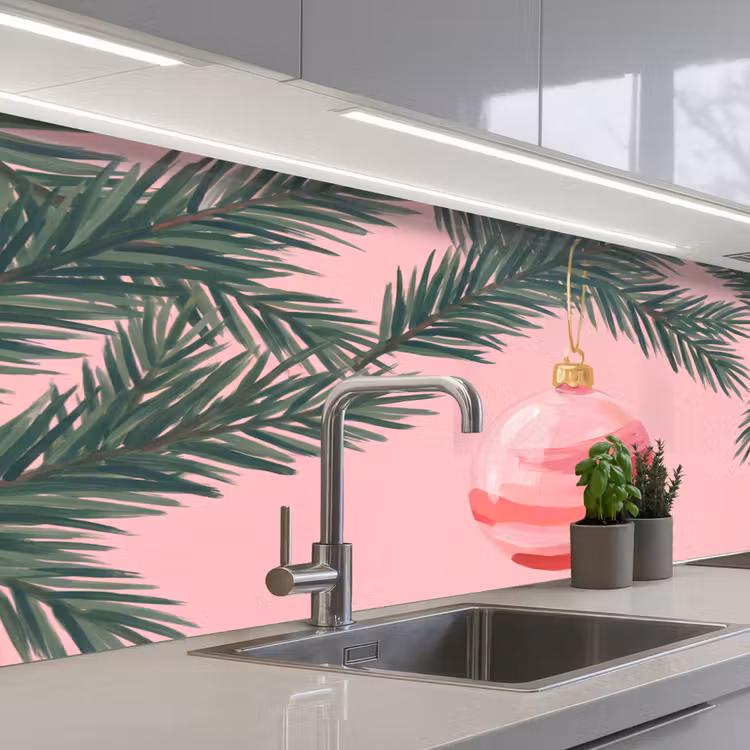 Keuken achterwand - Kerstbal - Roze - Kerst — 2