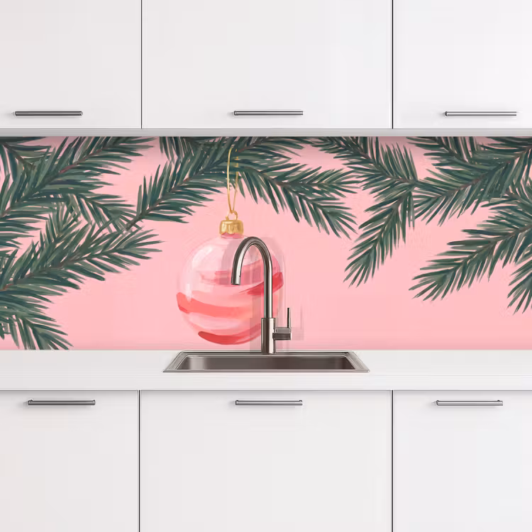 Keuken achterwand - Kerstbal - Roze - Kerst — 4