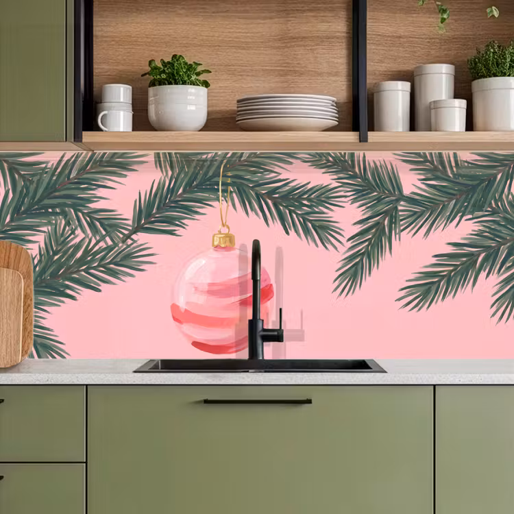 Keuken achterwand - Kerstbal - Roze - Kerst — 8