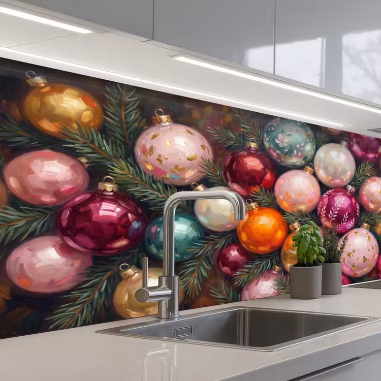 Keuken achterwand - Kerstballen - Kleurrijk - Feest — 2