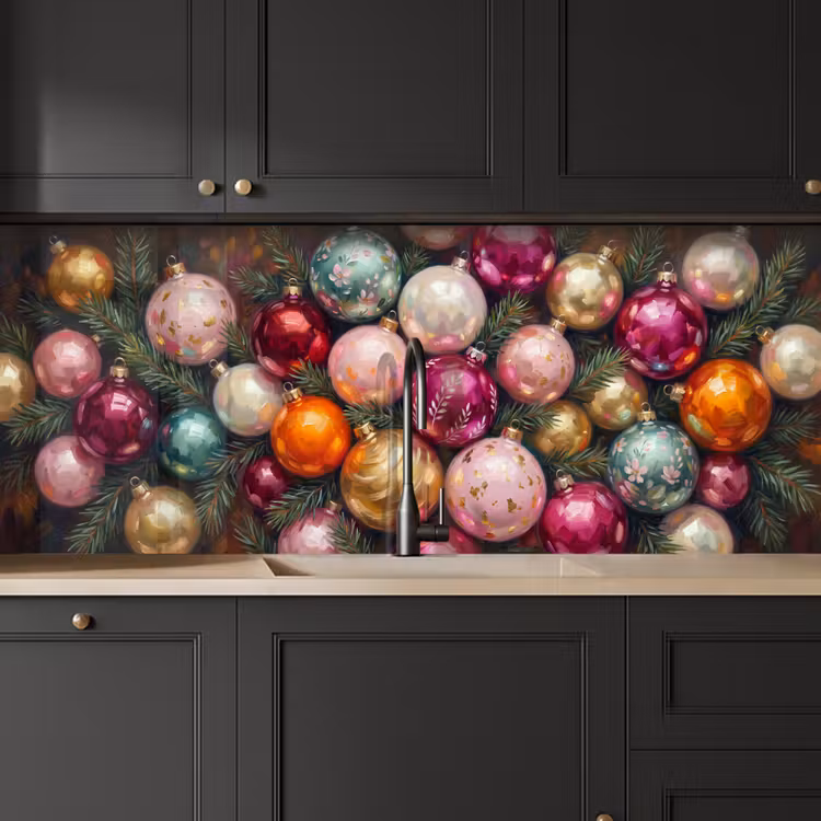 Keuken achterwand - Kerstballen - Kleurrijk - Feest — 6