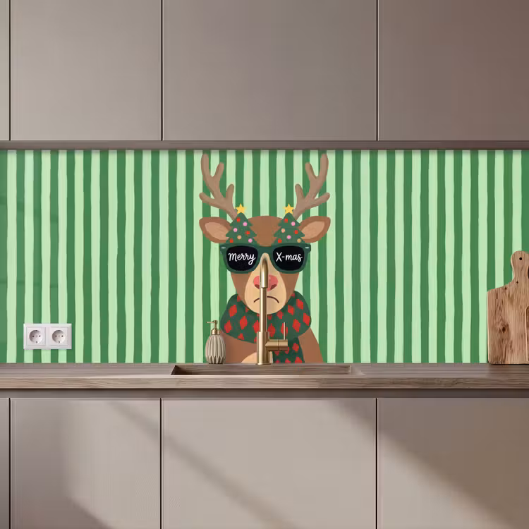 Keuken achterwand - Rendier - Kerst - Illustratie — 1