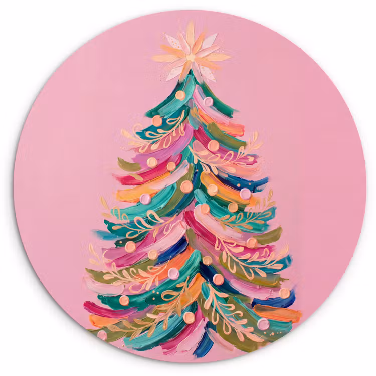 Muurcirkel - Kerstboom - Abstract - Kleurrijk — 1