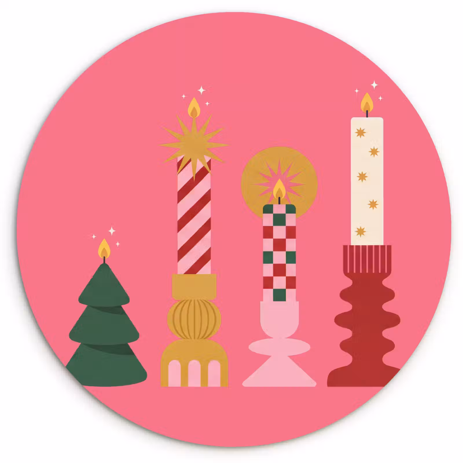 Muurcirkel - Kaarsen - Feest - Roze — 1