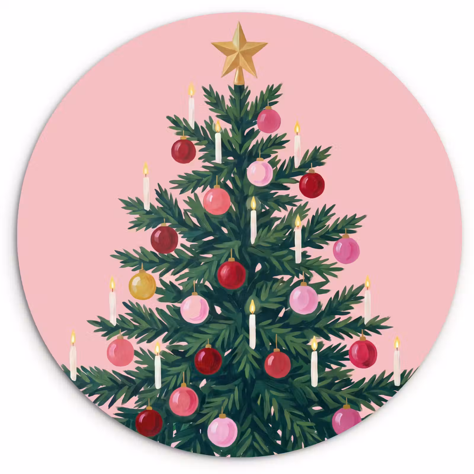 Muurcirkel - Kerstboom - Kerst - Roze — 1