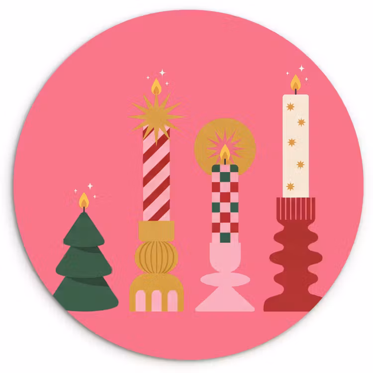 Muurcirkel - Kaarsen - Feest - Roze — 1