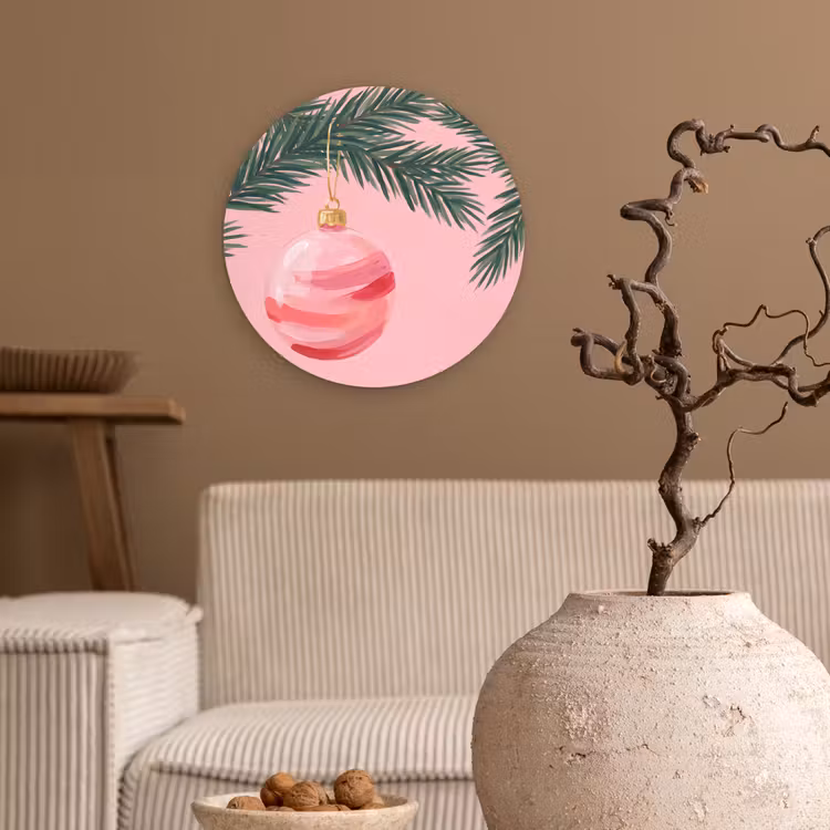 Muurcirkel - Kerstbal - Roze - Kerst — 2