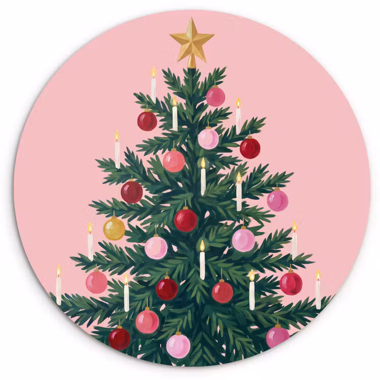 Muurcirkel - Kerstboom - Kerst - Roze — 1