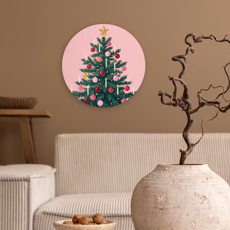 Muurcirkel - Kerstboom - Kerst - Roze — 2