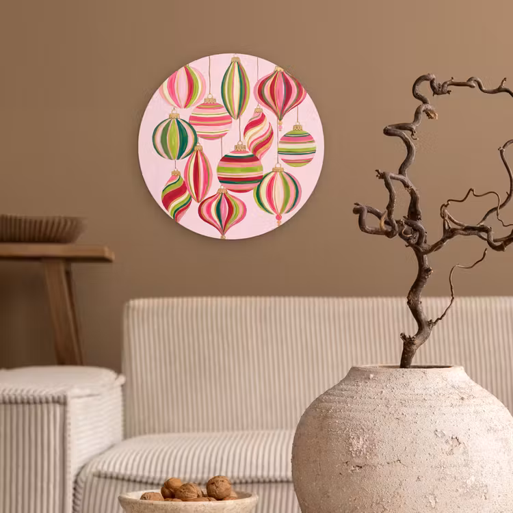 Muurcirkel - Kerstversiering - Gestreept - Roze — 2