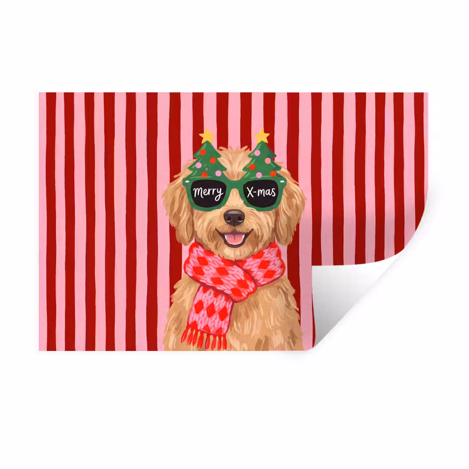 Muursticker - Hond - Kerst - Rood — 1