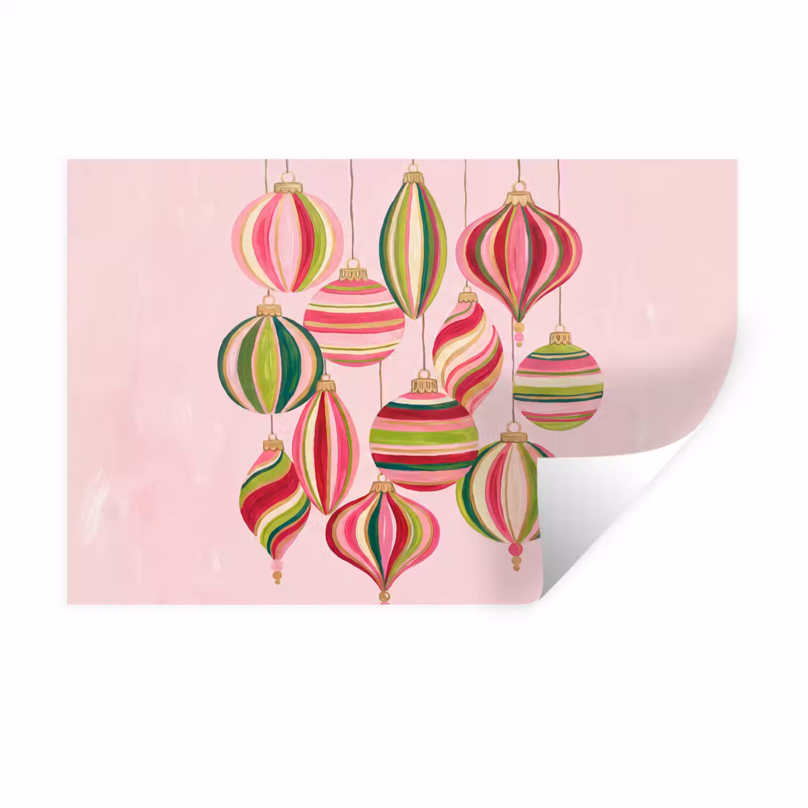 Muursticker - Kerstversiering - Gestreept - Roze — 1