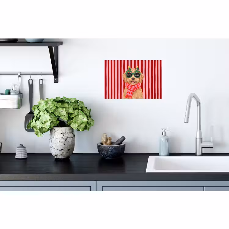 Muursticker - Hond - Kerst - Rood — 2