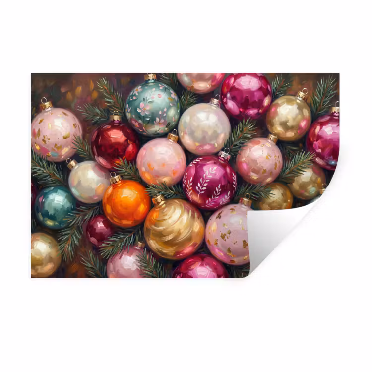 Muursticker - Kerstballen - Kleurrijk - Feest — 1