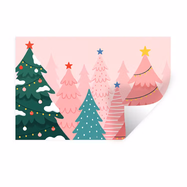 Muursticker - Kerstbomen - Illustratie - Roze — 1
