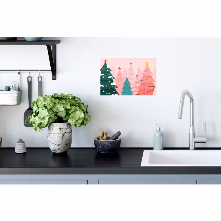Muursticker - Kerstbomen - Illustratie - Roze — 2