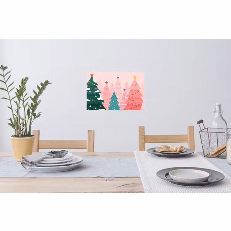 Muursticker - Kerstbomen - Illustratie - Roze — 3