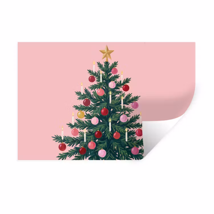 Muursticker - Kerstboom - Kerst - Roze — 1