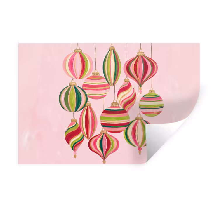 Muursticker - Kerstversiering - Gestreept - Roze — 1
