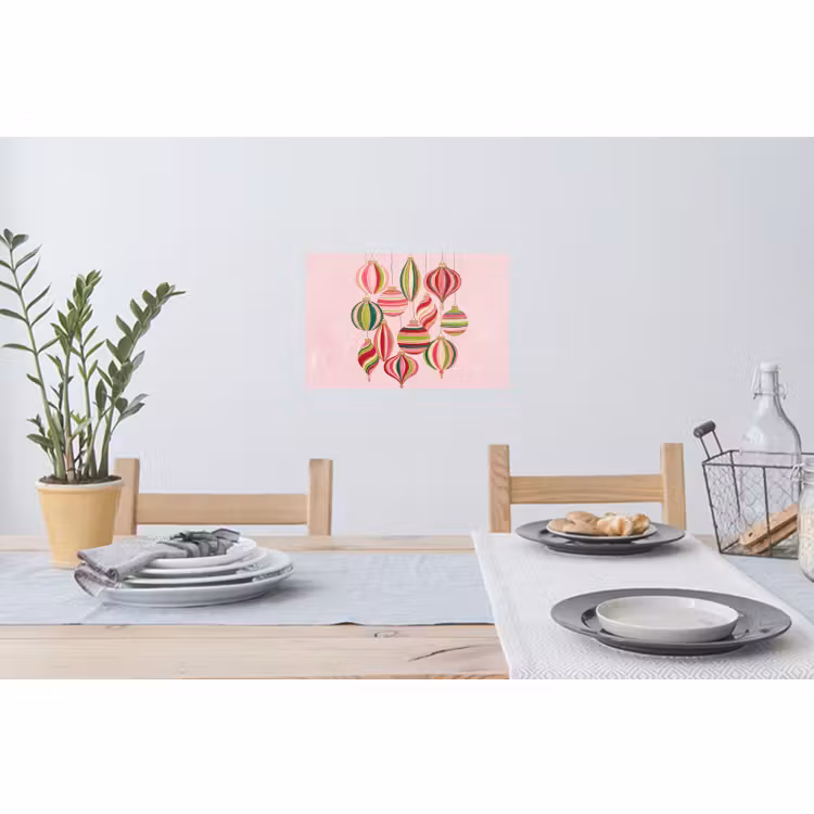Muursticker - Kerstversiering - Gestreept - Roze — 3
