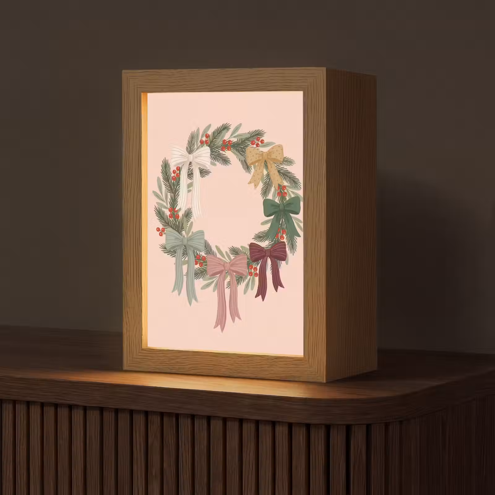 Gepersonaliseerd Lightbox - Kerstkrans - Strikken - Kerst — 1