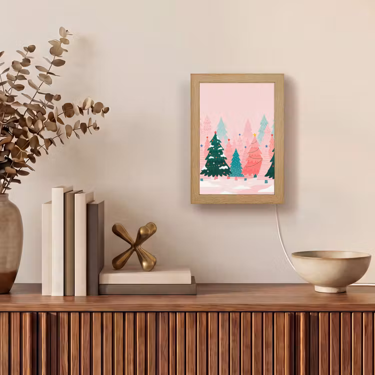 Gepersonaliseerd Lightbox - Kerstbomen - Illustratie - Roze — 4