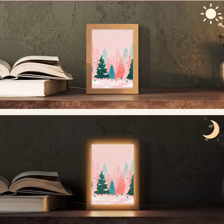 Gepersonaliseerd Lightbox - Kerstbomen - Illustratie - Roze — 5