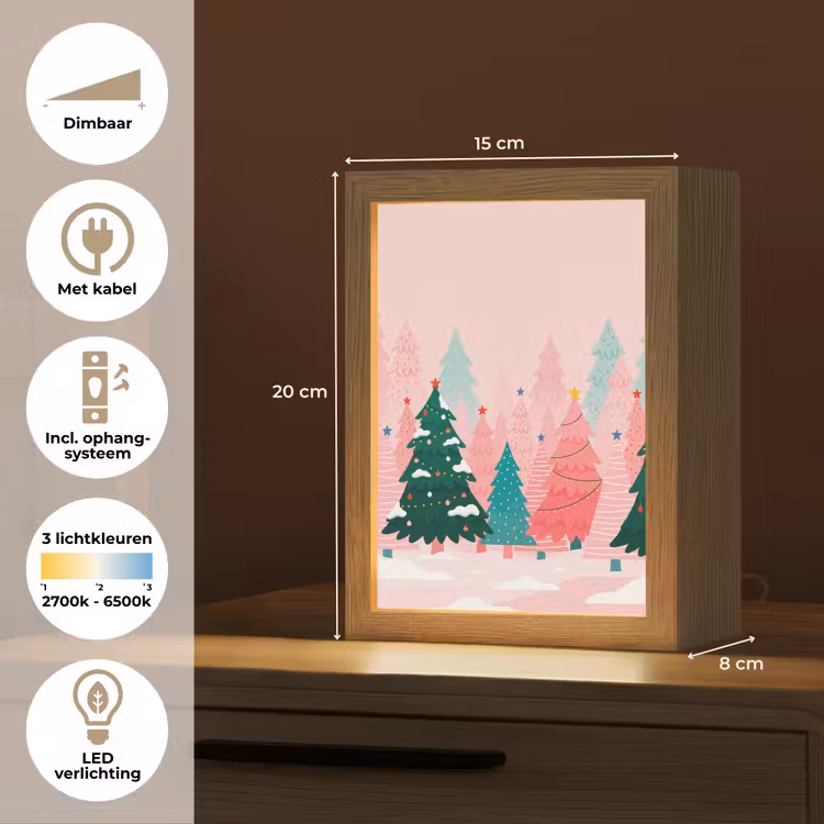 Gepersonaliseerd Lightbox - Kerstbomen - Illustratie - Roze — 7