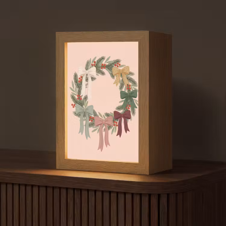 Gepersonaliseerd Lightbox - Kerstkrans - Strikken - Kerst — 1