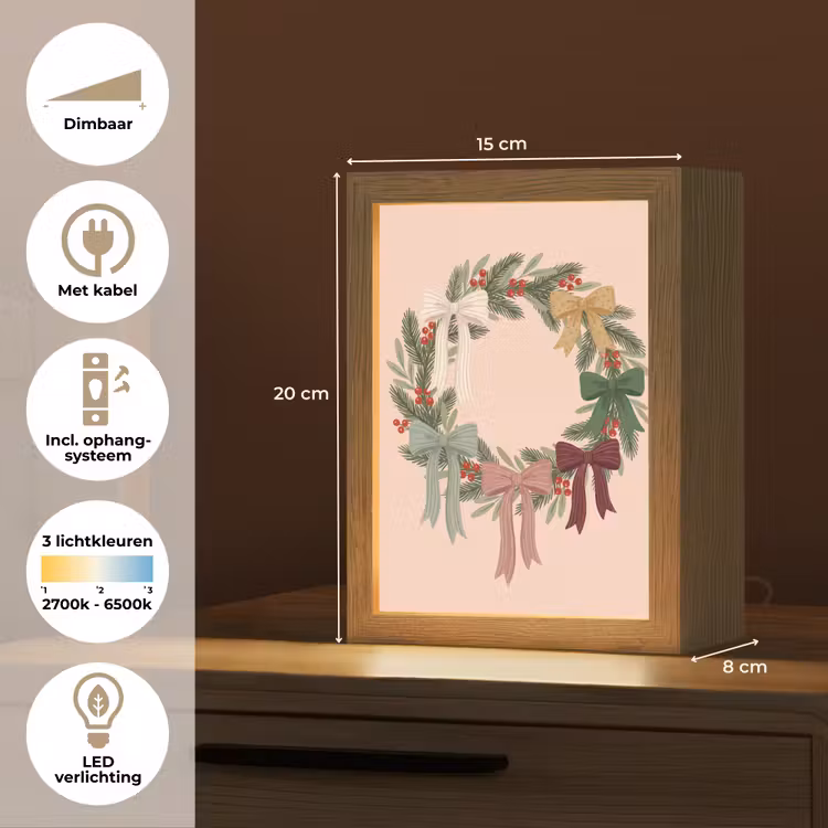 Gepersonaliseerd Lightbox - Kerstkrans - Strikken - Kerst — 7