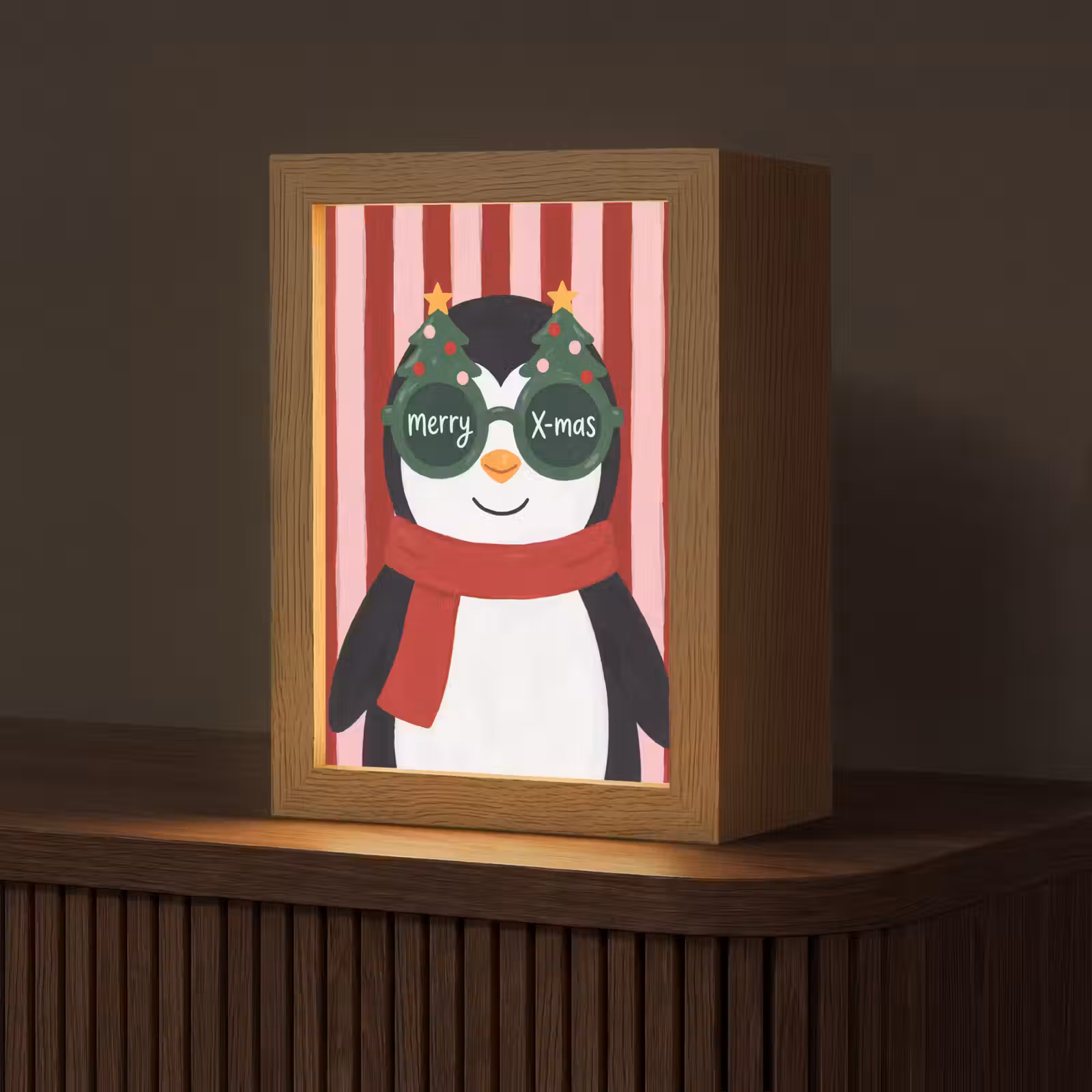 Gepersonaliseerd Lightbox - Pinguïn - Kerst - Illustratie — 1