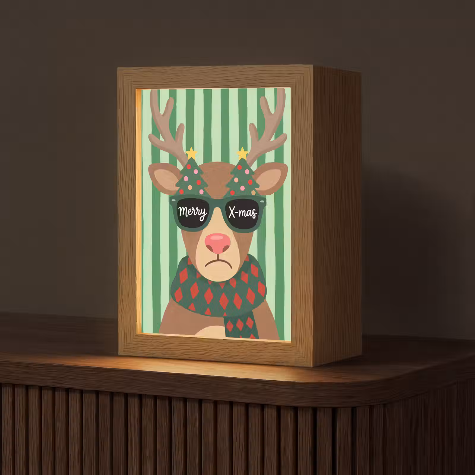 Gepersonaliseerd Lightbox - Rendier - Kerst - Illustratie — 1