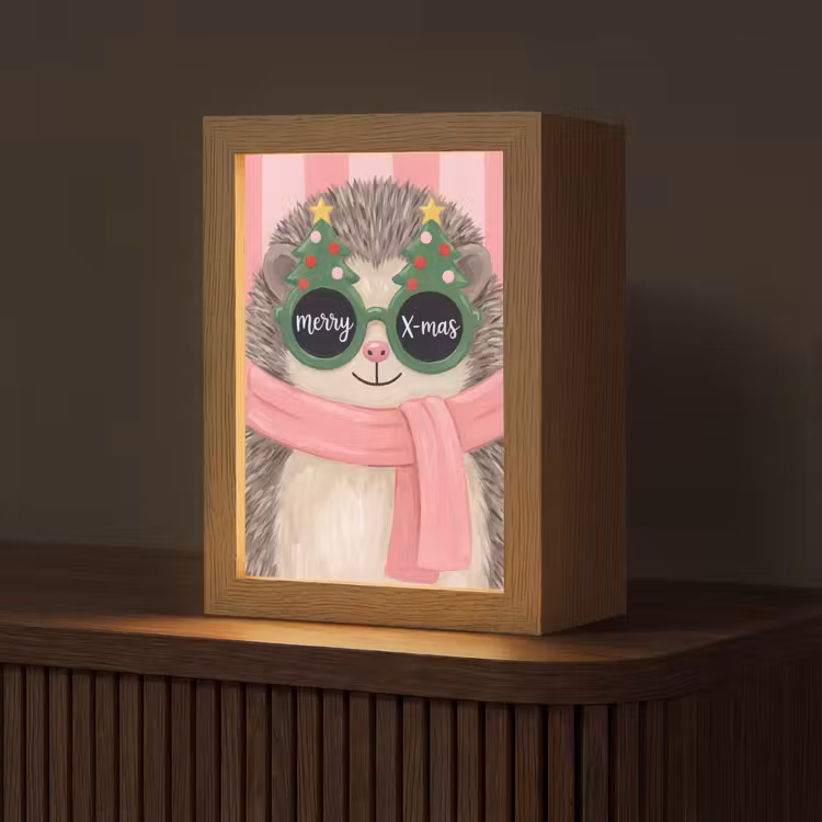Gepersonaliseerd Lightbox - Egel - Kerst - Illustratie — 1