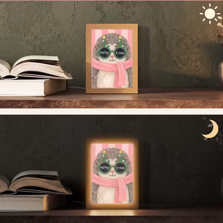 Gepersonaliseerd Lightbox - Egel - Kerst - Illustratie — 5