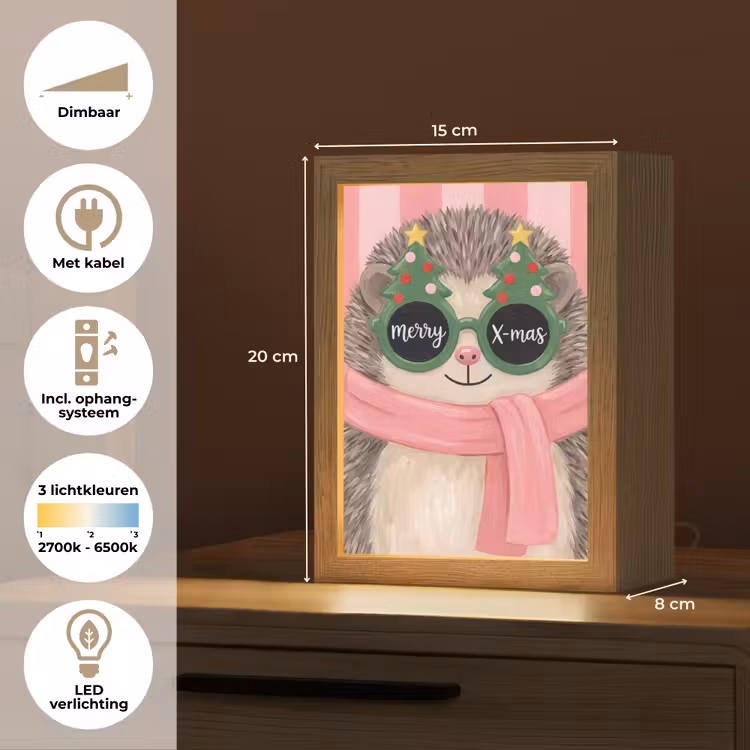 Gepersonaliseerd Lightbox - Egel - Kerst - Illustratie — 7