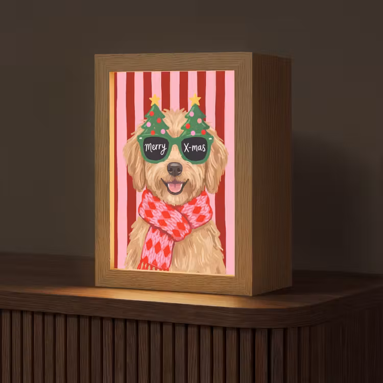 Gepersonaliseerd Lightbox - Hond - Kerst - Rood — 1