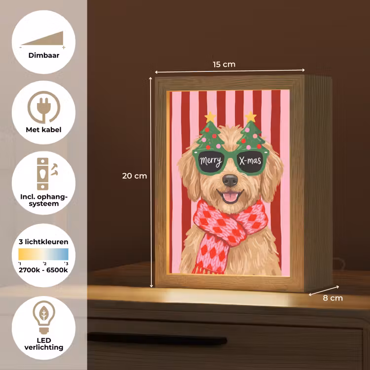 Gepersonaliseerd Lightbox - Hond - Kerst - Rood — 7
