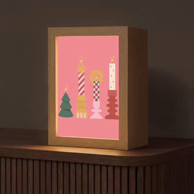 Gepersonaliseerd Lightbox - Kaarsen - Feest - Roze — 1
