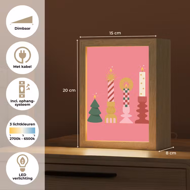Gepersonaliseerd Lightbox - Kaarsen - Feest - Roze — 7