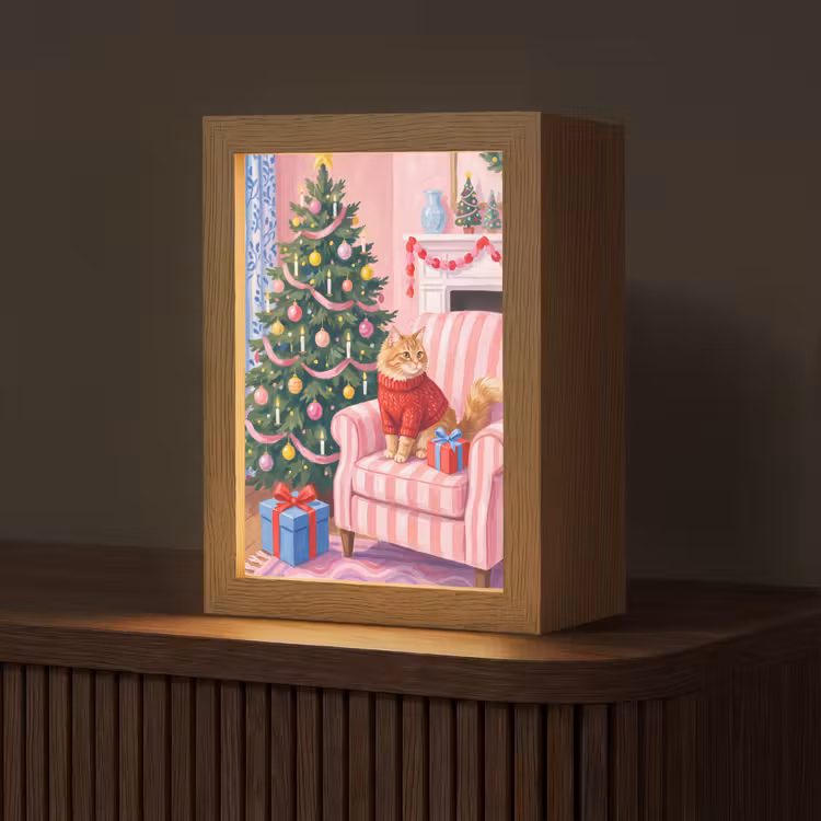 Gepersonaliseerd Lightbox - Kat - Kerst - Interieur — 1