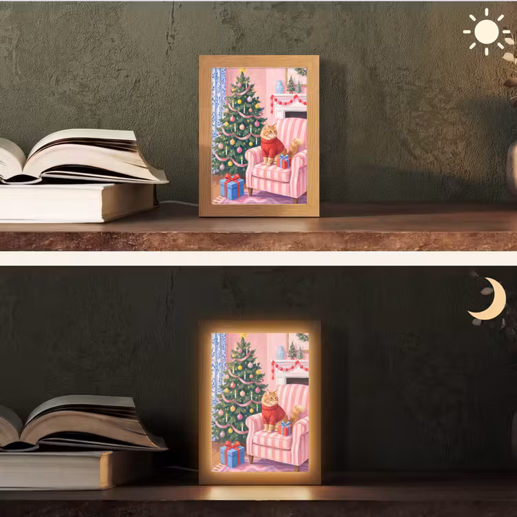 Gepersonaliseerd Lightbox - Kat - Kerst - Interieur — 5