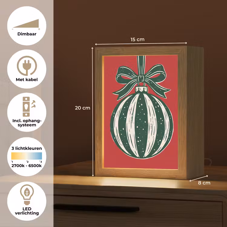 Gepersonaliseerd Lightbox - Kerstbal - Kerst - Rood — 7