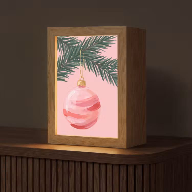 Gepersonaliseerd Lightbox - Kerstbal - Roze - Kerst — 1
