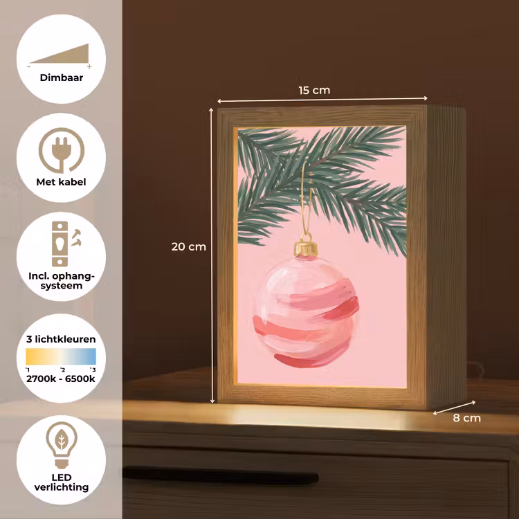 Gepersonaliseerd Lightbox - Kerstbal - Roze - Kerst — 7