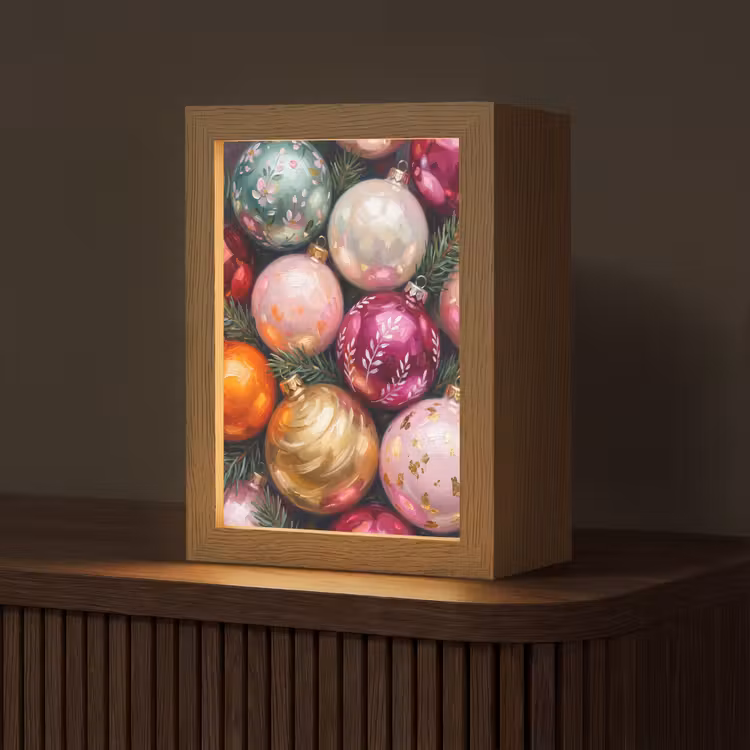 Gepersonaliseerd Lightbox - Kerstballen - Kleurrijk - Feest — 1