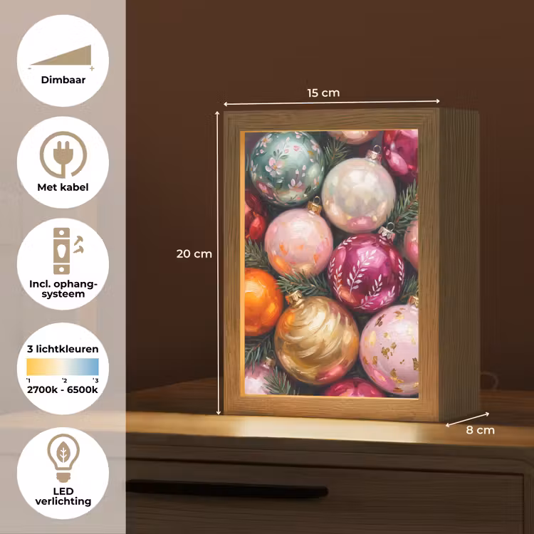 Gepersonaliseerd Lightbox - Kerstballen - Kleurrijk - Feest — 7