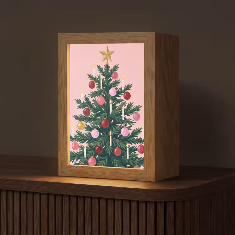 Gepersonaliseerd Lightbox - Kerstboom - Kerst - Roze — 1