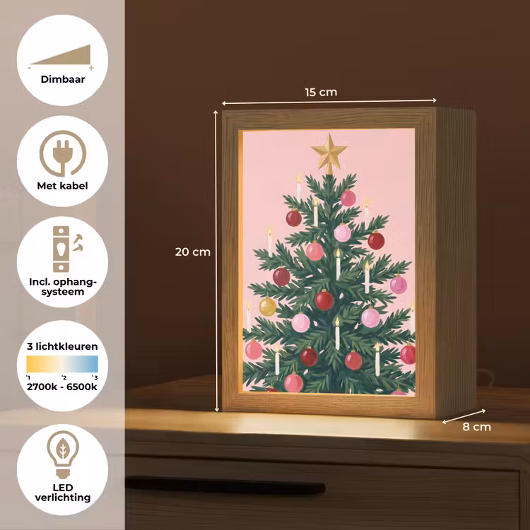 Gepersonaliseerd Lightbox - Kerstboom - Kerst - Roze — 7