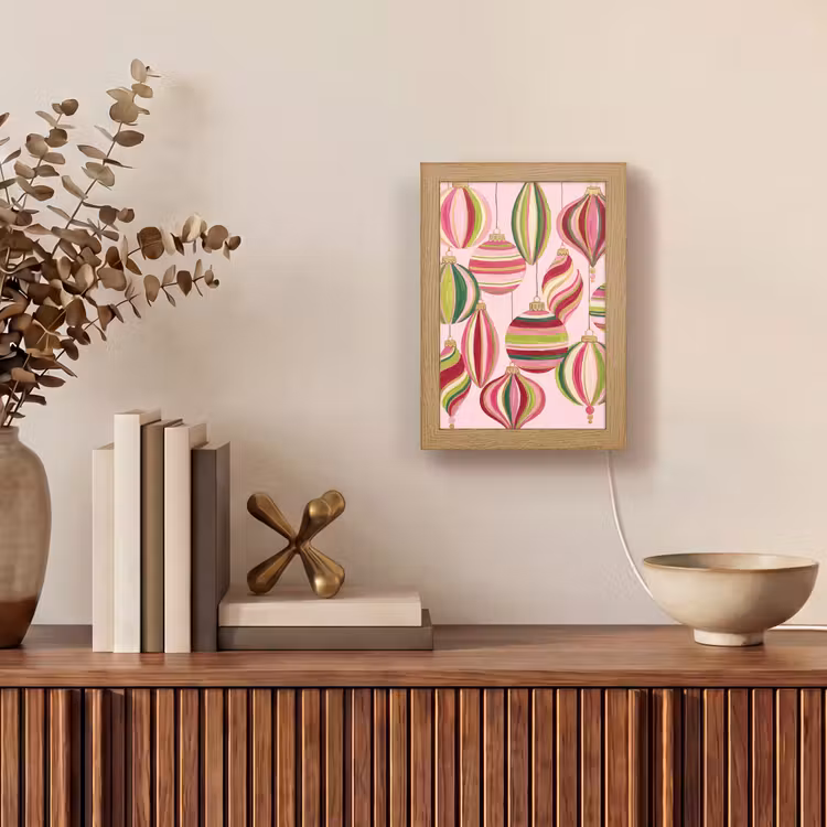 Gepersonaliseerd Lightbox - Kerstversiering - Gestreept - Roze — 4
