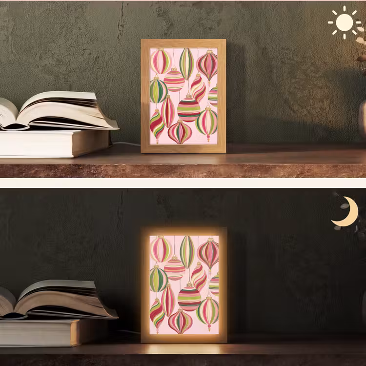 Gepersonaliseerd Lightbox - Kerstversiering - Gestreept - Roze — 5